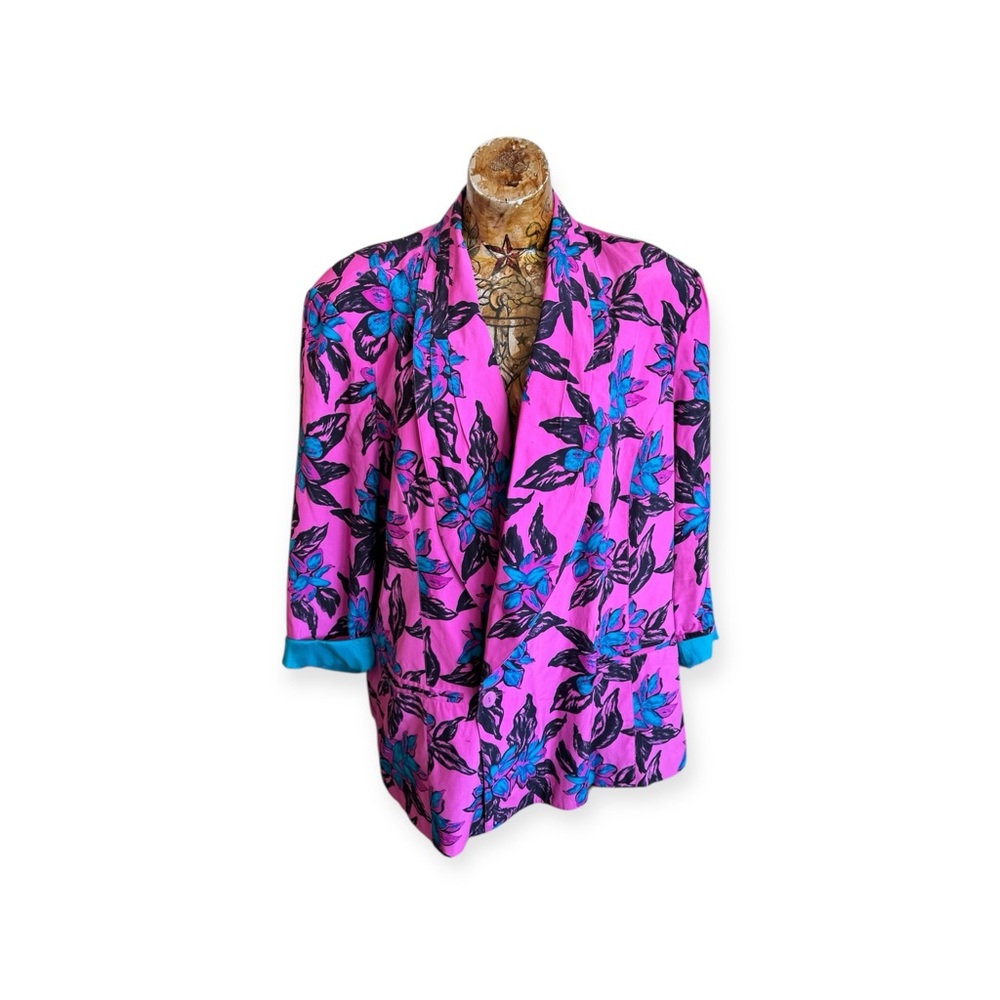 Diane Gilman Silk blazer plus size 3x floral  purple